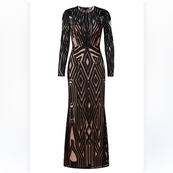 BCBGMAXAZRIA Chakra long sleeve gown sz 4 - Picture 4 of 16